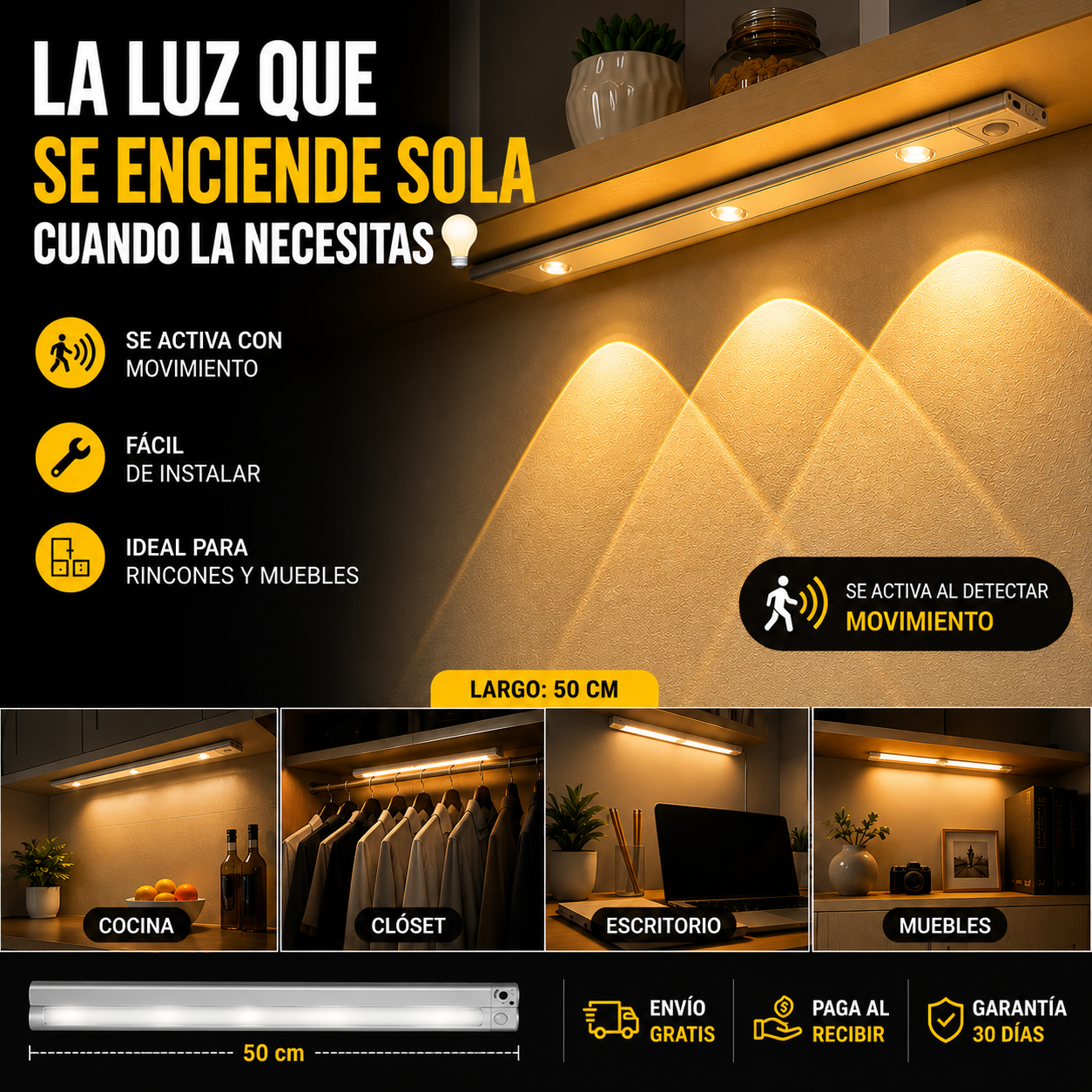 Una solución simple para iluminar donde realmente lo necesitas, sin cables ni complicaciones.