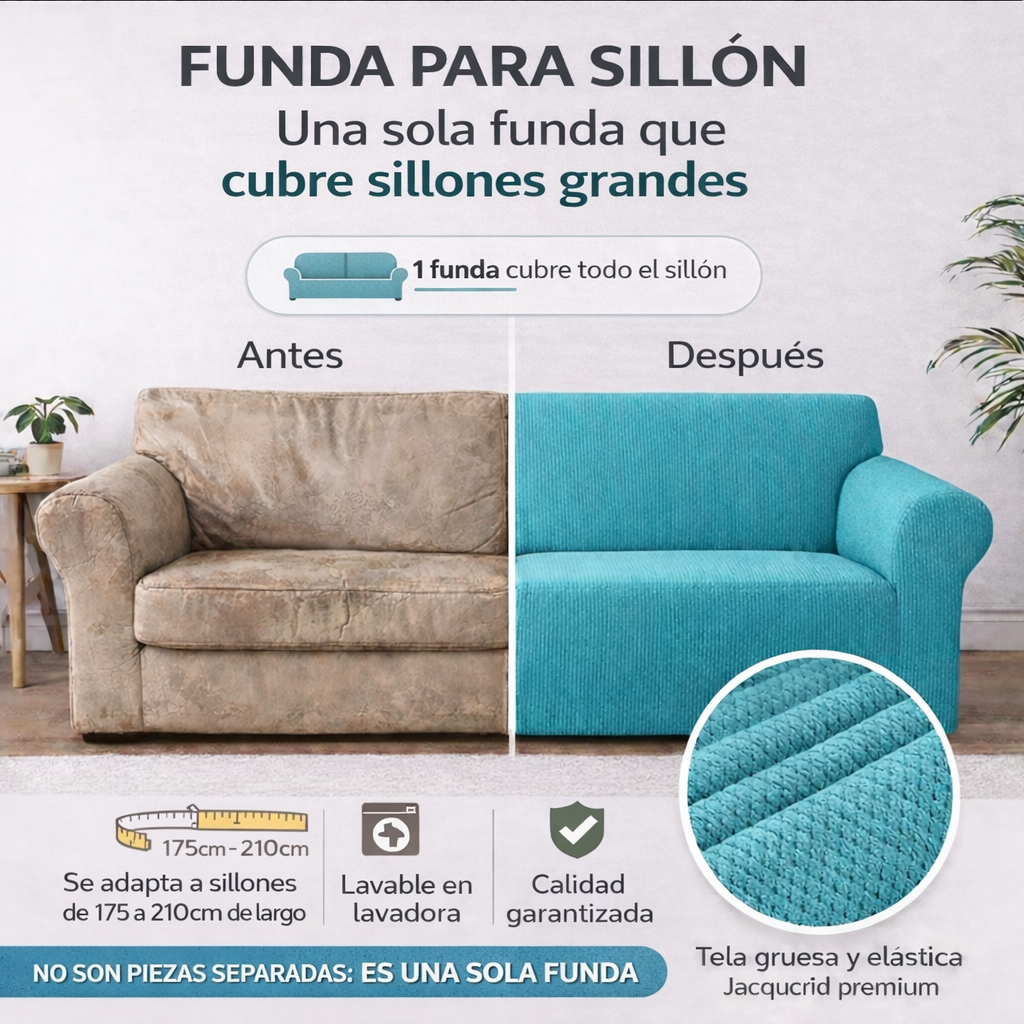SofaCover™ 1 Funda para sillón grande - Renueva tu sofá en minutos, sin cambiarlo.
