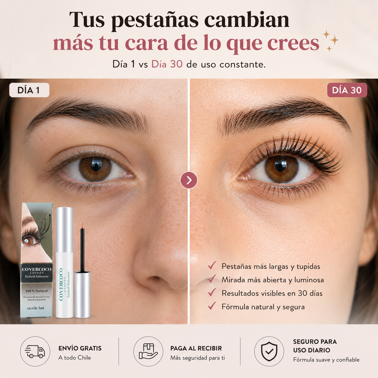 CoverCoco™ - Pestañas más largas, tupidas y con más presencia naturalmente en 30 días