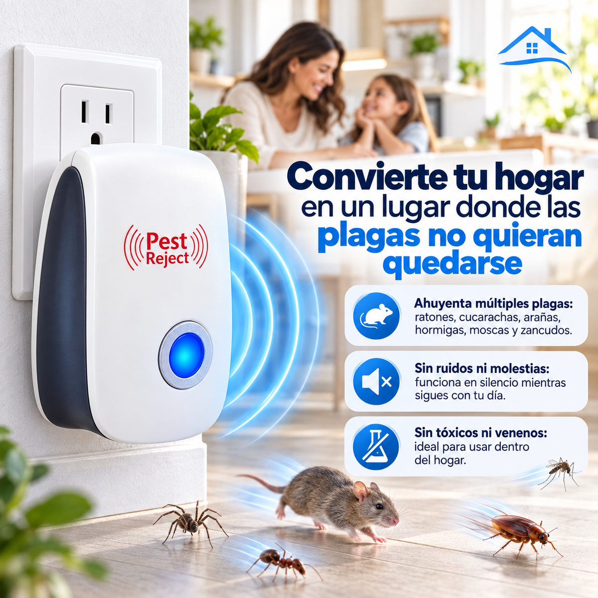Repelente Eléctrico - Aleja ratones e insectos sin venenos ni trampas
