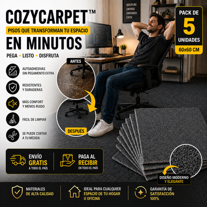 CozyCarpet™ – Pack de 5 Alfombras Autoadhesivas 60x60 cm