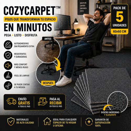 CozyCarpet™ – Pack de 5 Alfombras Autoadhesivas 60x60 cm