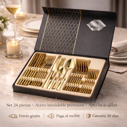 GoldenTouch™ Set 24 Piezas Premium — El detalle que hace que tu mesa se vea con intención