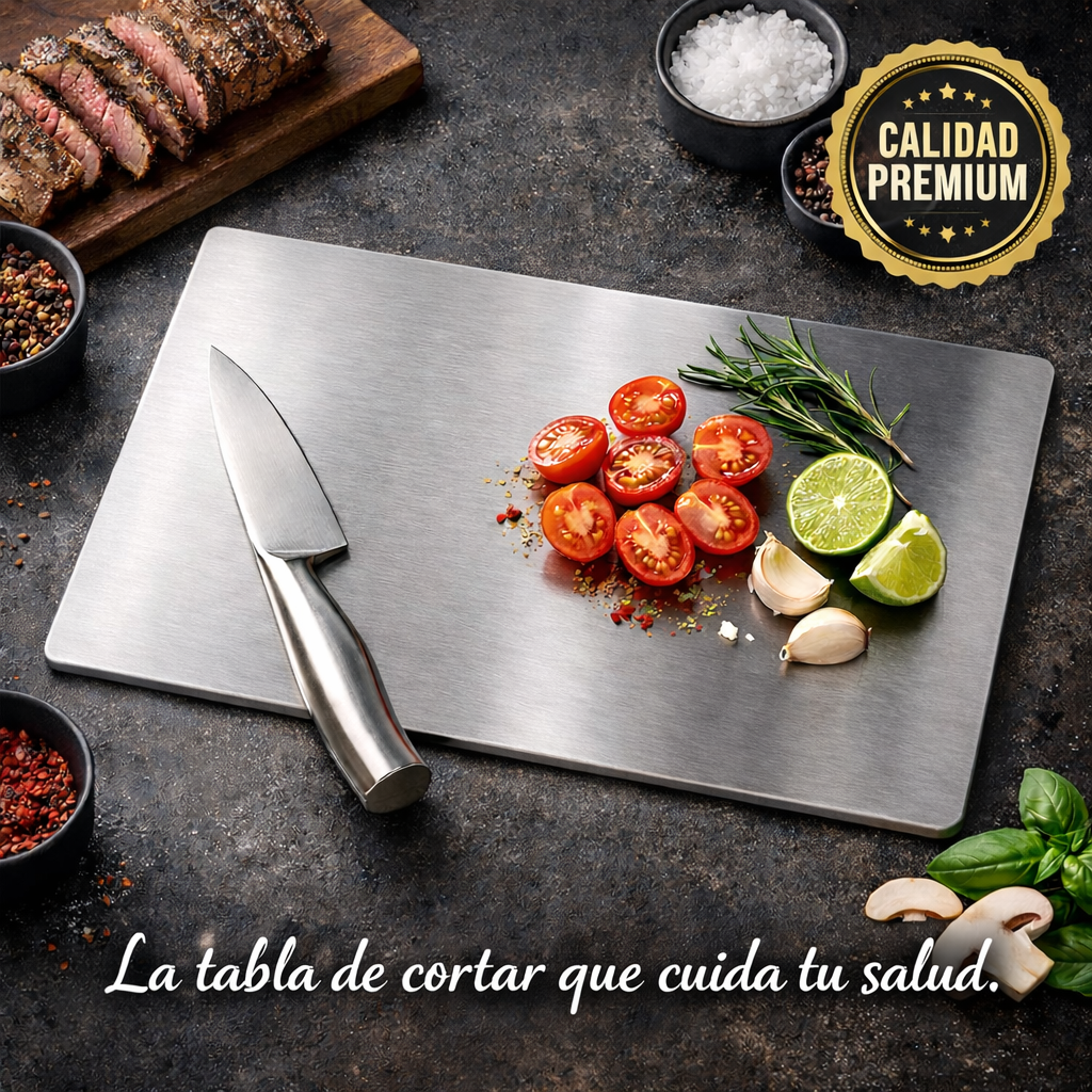 SteelCut™ 20x30cm - La tabla que no guarda olores ni gérmenes y se lava en 10 segundos