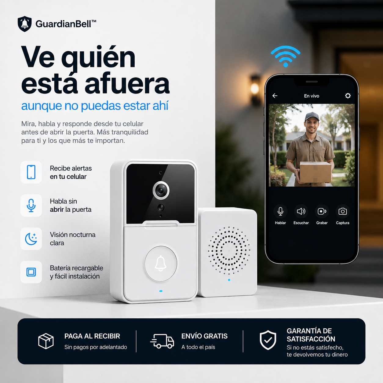 GuardianBell™ - Ve quién está afuera aunque no puedas estar ahí