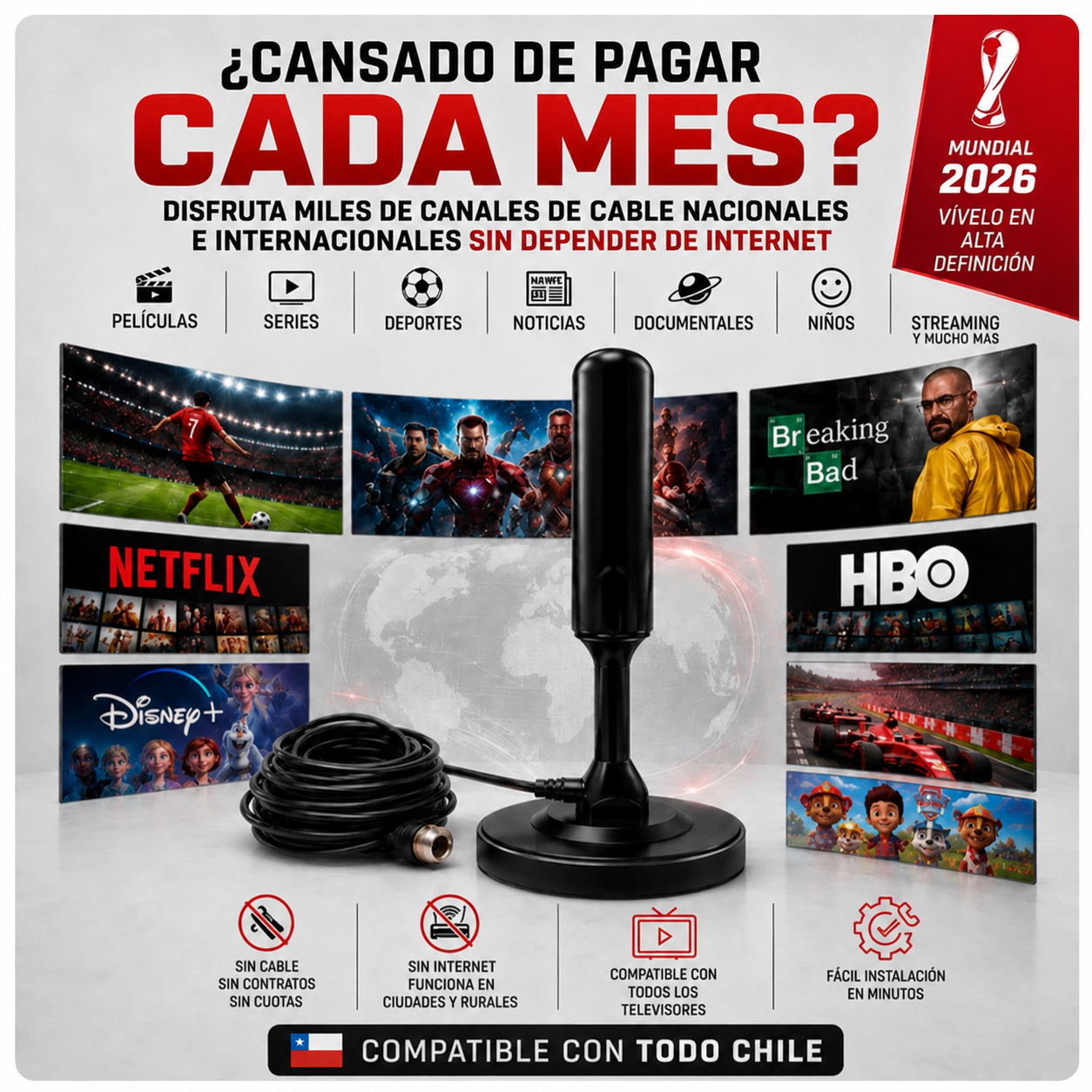 Antena TV Ilimitada - Disfruta de canales HD sin pagar mensualidades