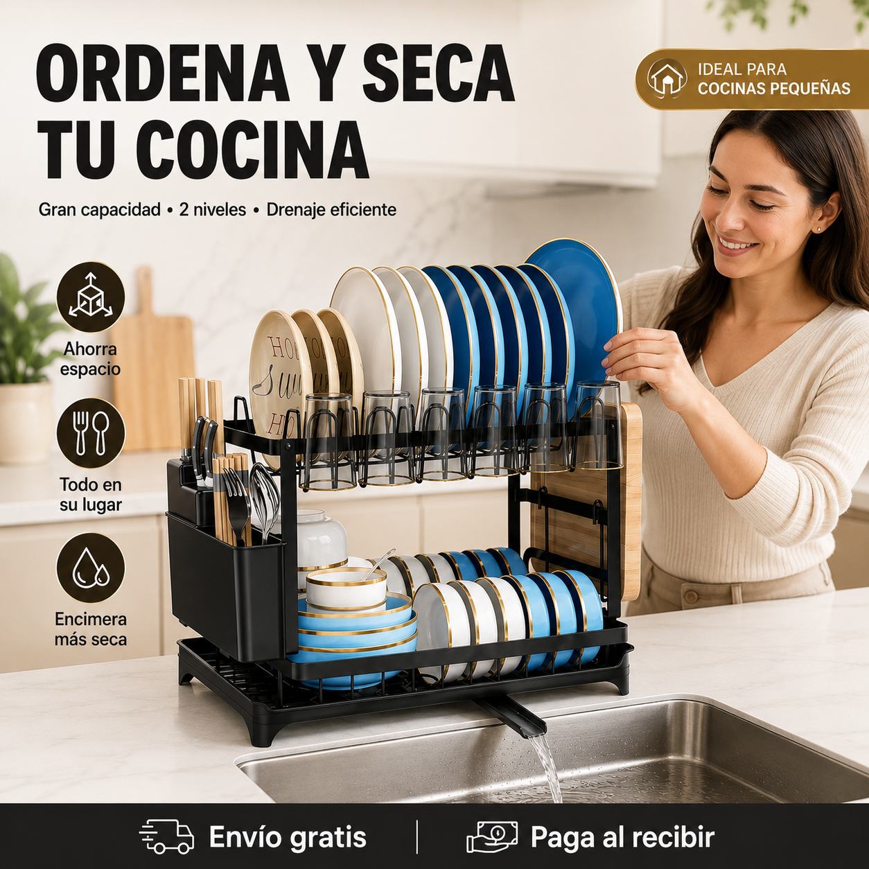 Tu cocina ordenada y seca incluso después de lavar la loza