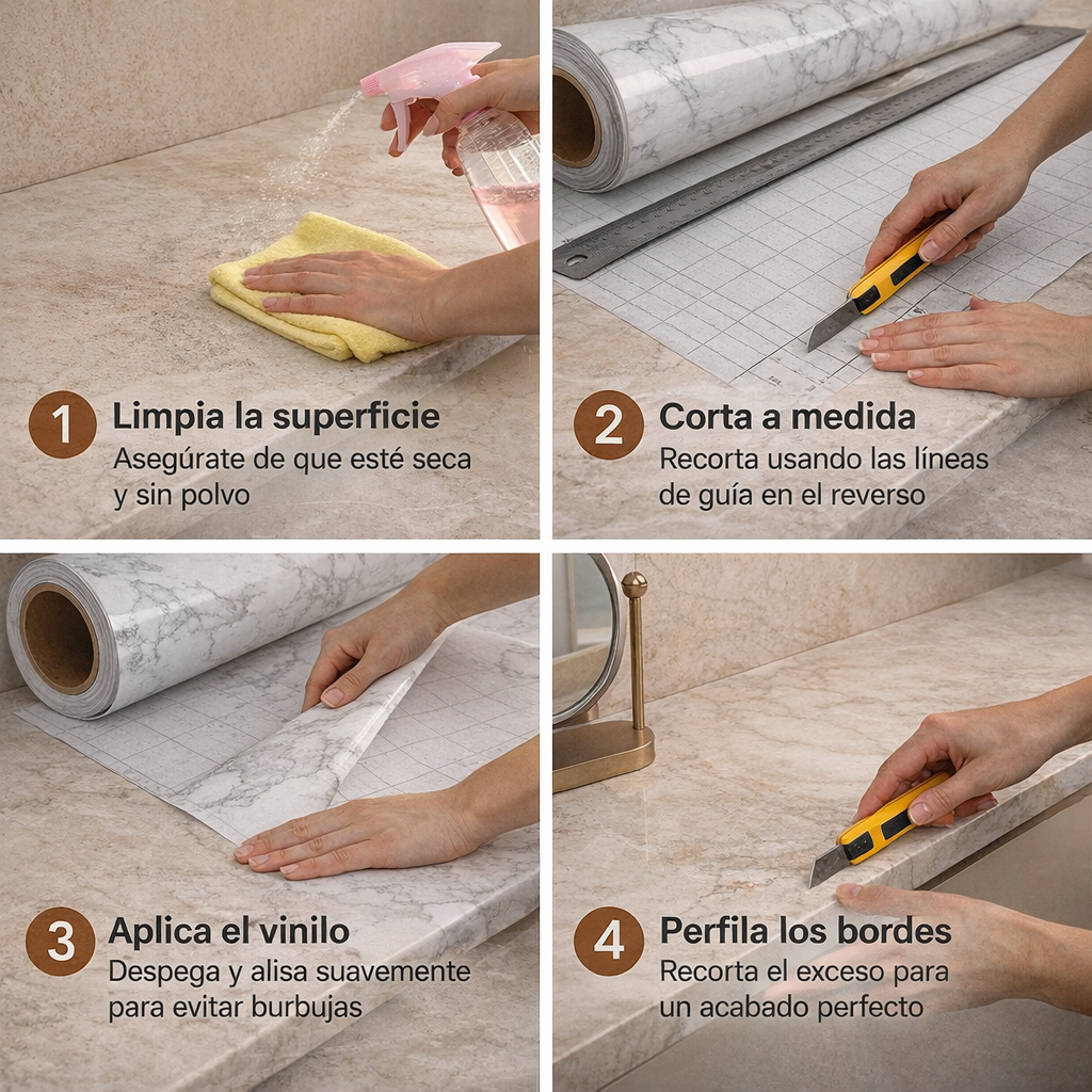 MarmoCover™ 6M x 60CM - Renueva tu espacio en 2 minutos sin maestros ni gastos exagerados