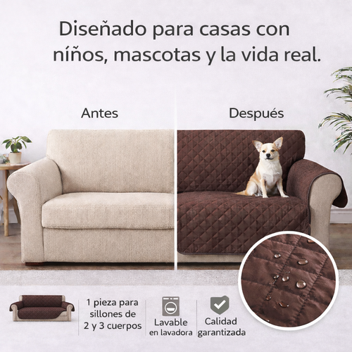 ProtegeSillón™ 2 en 1 Reversible - Cuida tus sillones de líquidos, manchas y pelos en sólo 1 minuto