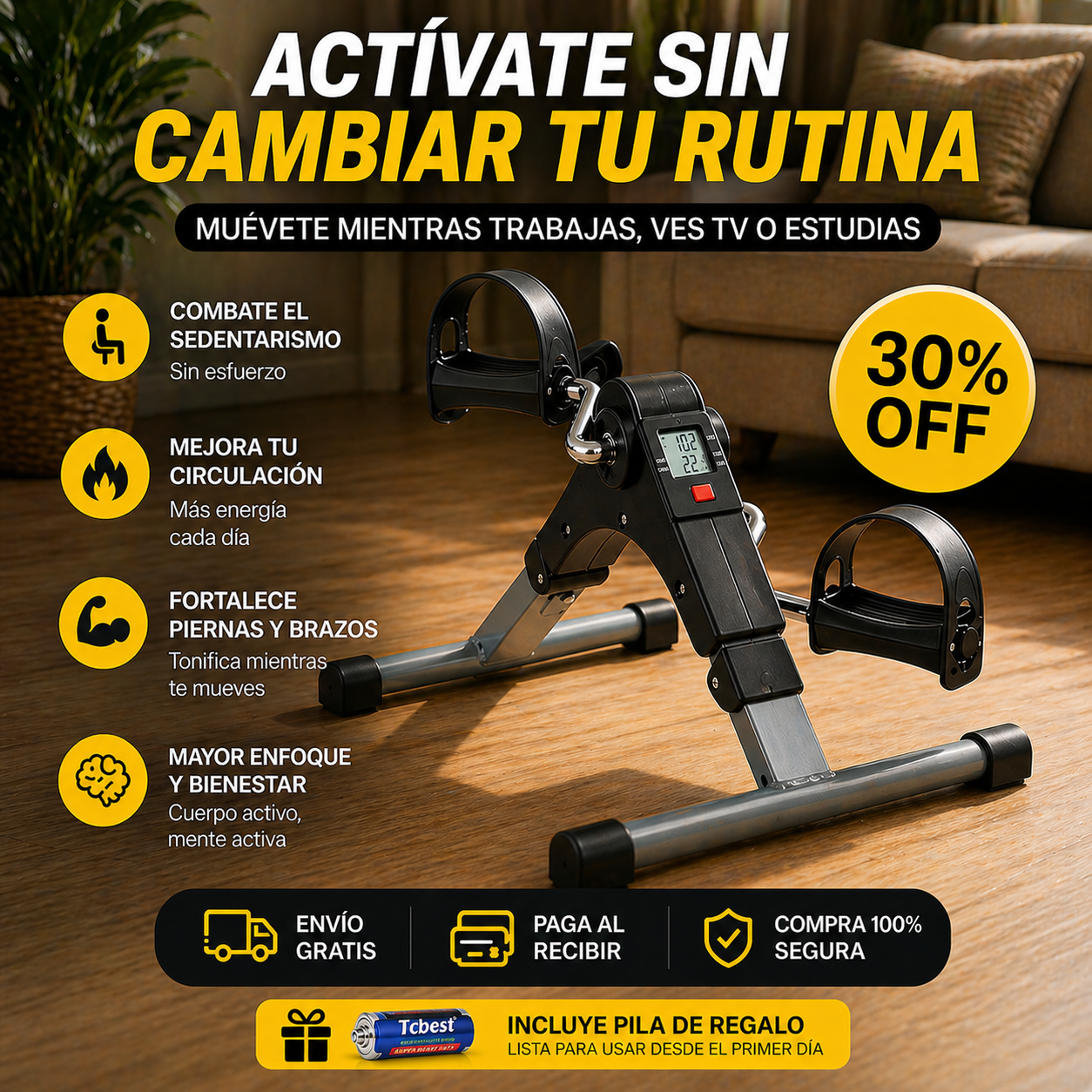 PedalMove™ - Activa tu cuerpo en solo 10 minutos al día, sin dejar tu escritorio ni cambiar tu rutina.
