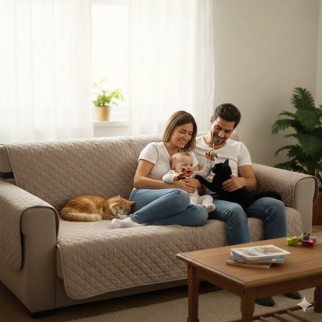 ProtegeSillón™ 2 en 1 Reversible - Cuida tus sillones de líquidos, manchas y pelos en sólo 1 minuto